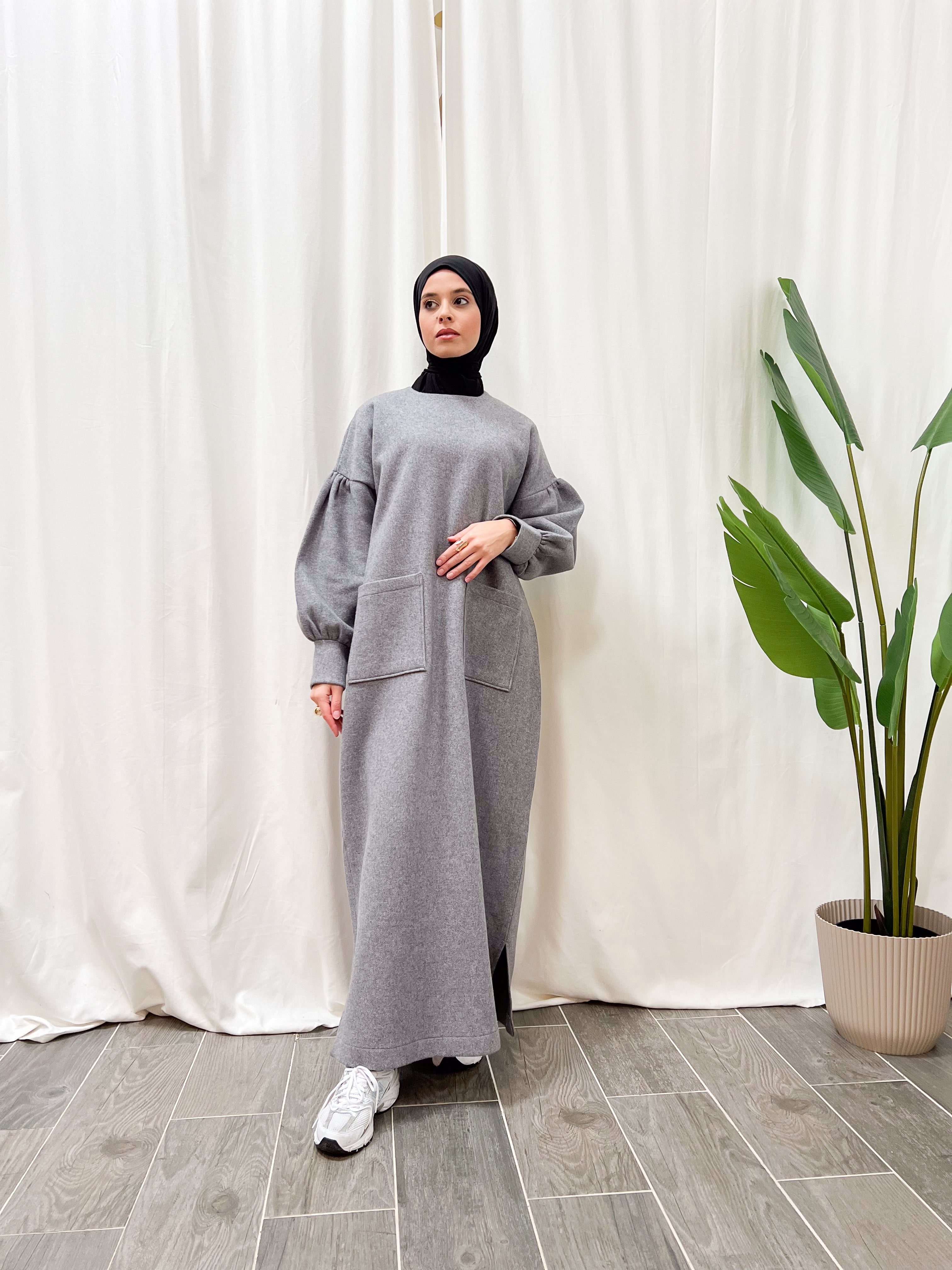 Abaya Mariya gris chiné