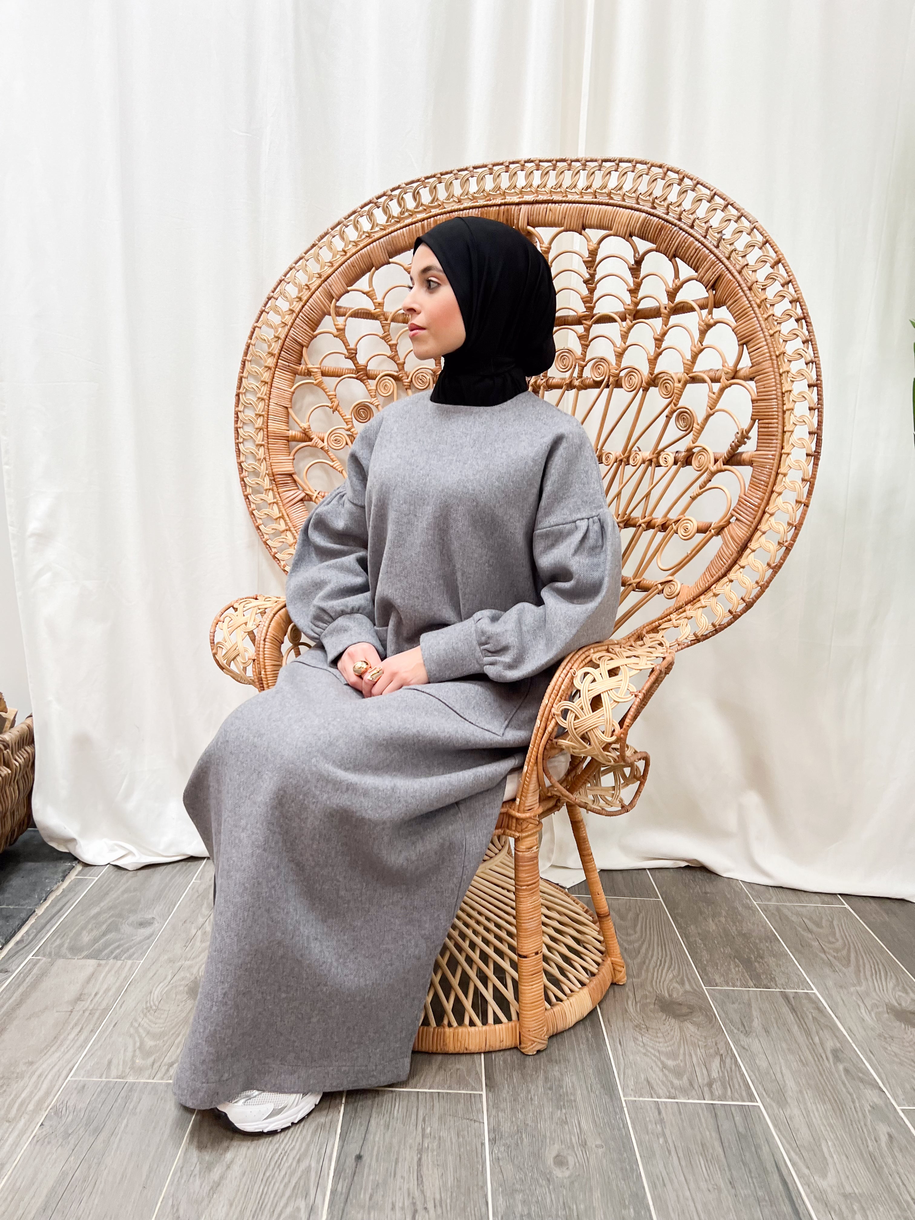 Abaya Mariya gris chiné