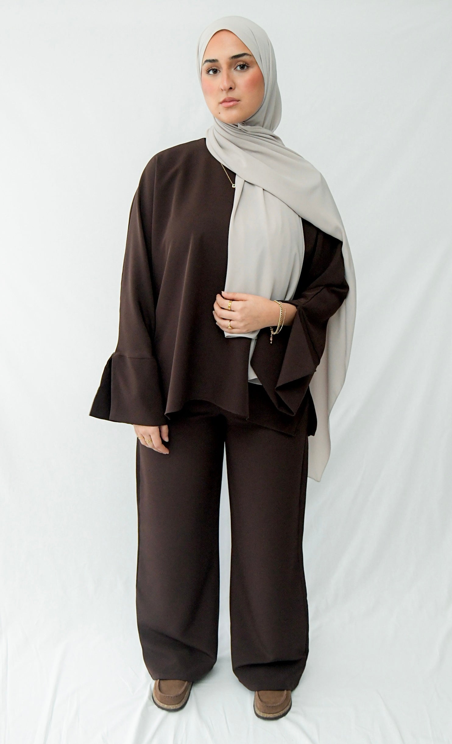 Ensemble pantalon classy marron