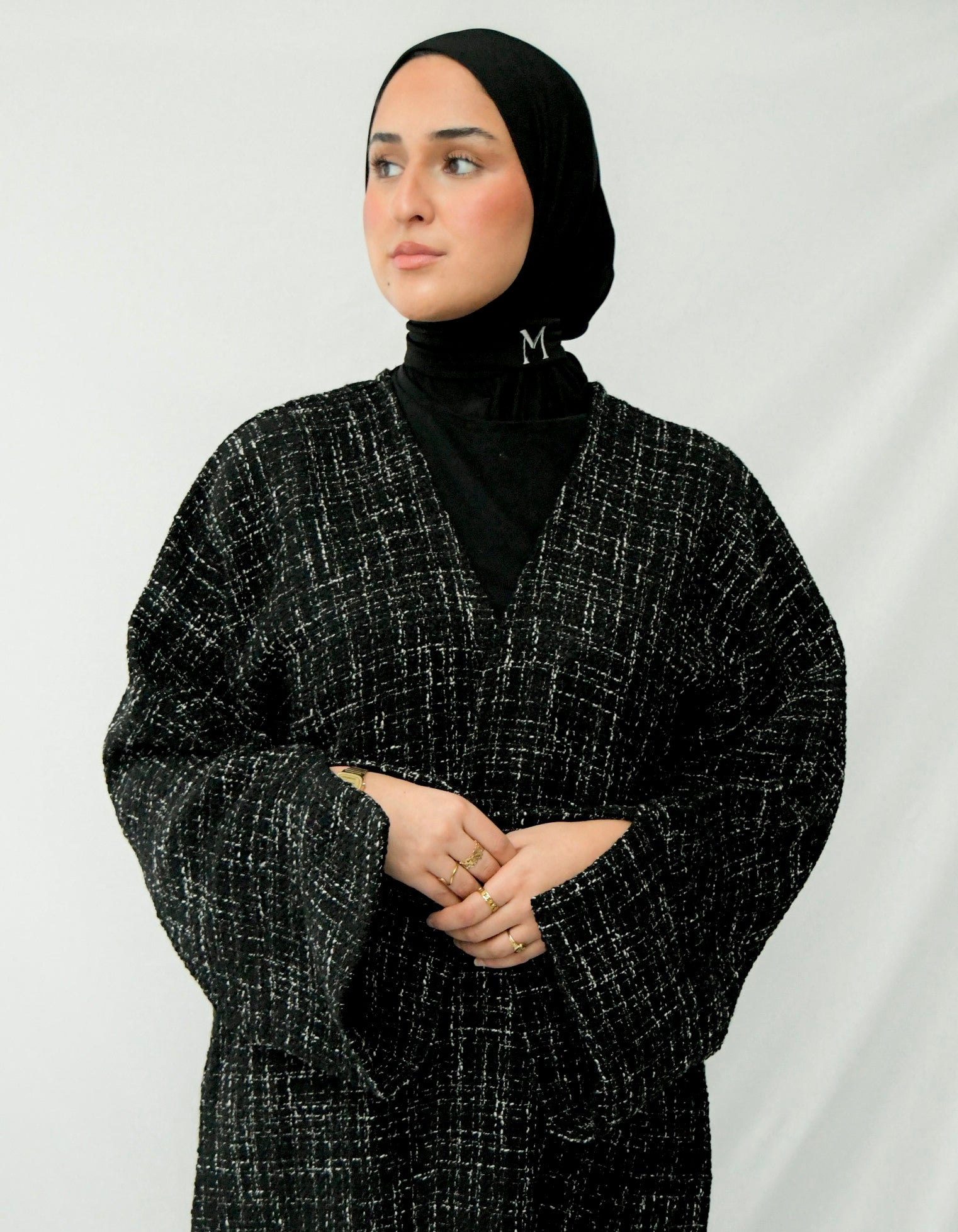 Kimono tweed noir & blanc